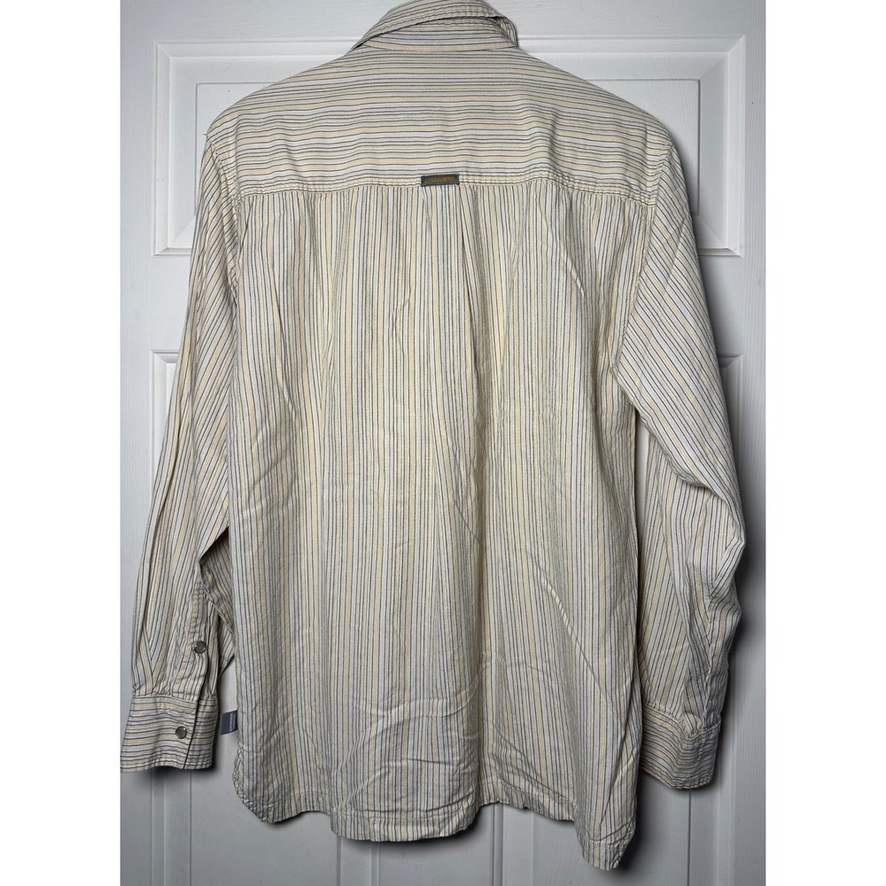 Alphanumeric Vintage Mens Long Sleeve Pearl Snap Shirt Striped Casual Size M - Picture 5 of 6